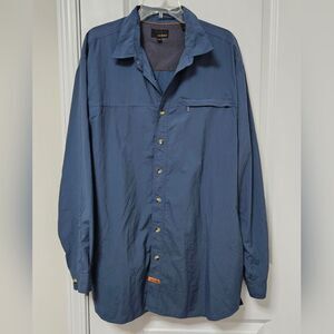 OOBE Shirt Men's XLarge Blue Long Sleeve Button-Up Partial Mesh Lining Quick Dry